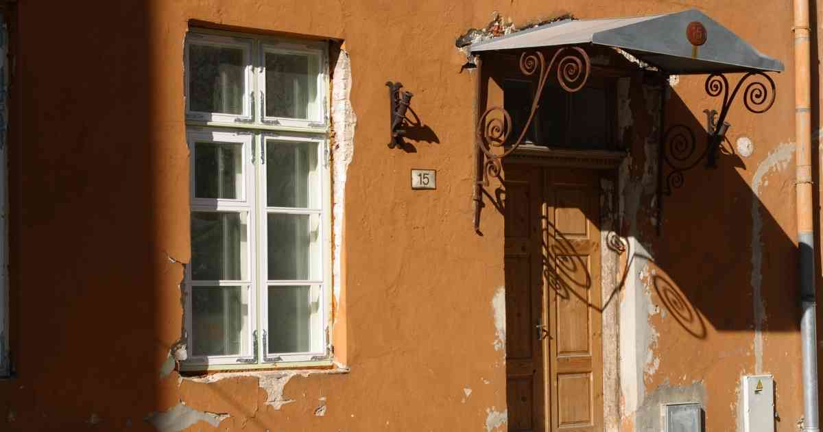 copper awning over door